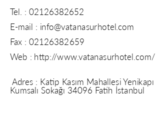 Vatan Asur Hotel iletiim bilgileri